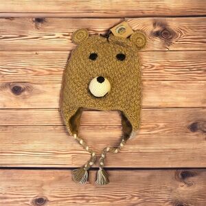 Andes Fair Trade Beanie Hat Brown Teddy Bear Tassles Alpaca Blend Kids Adult S